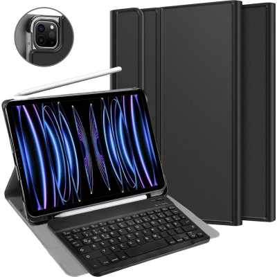 Afbeelding van Cazy iPad Pro 2021/2022 hoes 12.9 inch QWERTZ toetsenbord Zwart