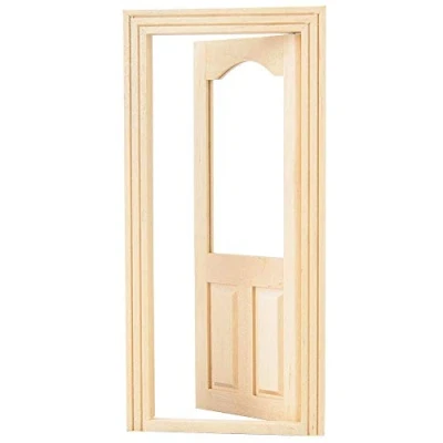 Afbeelding van 1:12 poppenhuisaccessoires mini doe het zelf houten deur speelgoed miniatuur simulatie meubelset poppenhuis decoronderdelen educatief model voor jongens meisjes poppenhuizen
