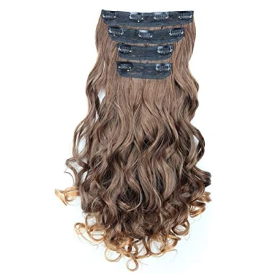 Afbeelding van CAISHA XXL 4 Delige Set Clip In Extensions Haarverlenging Haarstukje Volumineus Golvend Bruin Mix CES305 1
