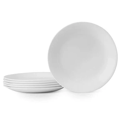 Afbeelding van Corelle Vitrelle 6 delige saladeborden, drielaags glas en chipbestendig, 8 1/2 inch lichtgewicht ronde borden, wintervorst wit