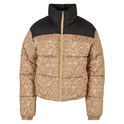 Afbeelding van Urban Classics AOP Retro Puffer Winterjas, Dames, Maat: Small, Unionbeigedamast