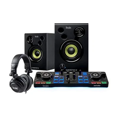 Afbeelding van Hercules DJStarter kit : De allesomvattende om met Serato DJ Lite te gaan en DControl Starlight + Monitor 32 Headset HDP 45 software voor PC Mac megeleverd 2x15 watt RMS actieve speakers koptelefoon