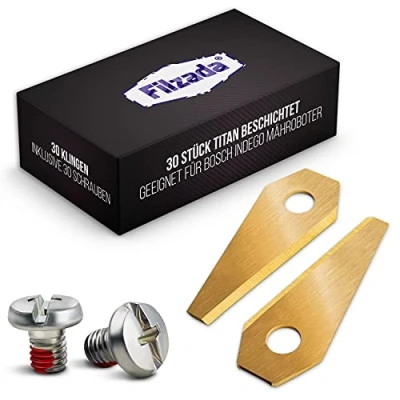 Afbeelding van Filzada® 30x titanium messen geschikt voor Bosch Indego robotmaaiers ultrascherpe vervangende inclusief 30 schroeven grasmaaiermessen compatibel met alle robotmaaiers, s400, s350, s500