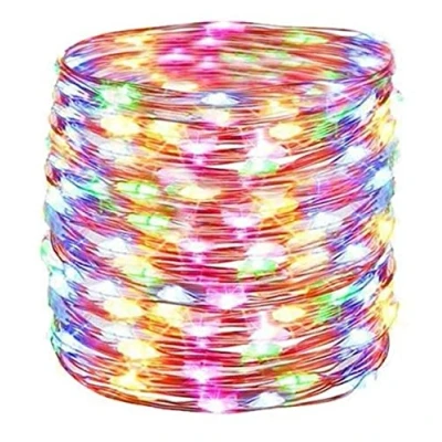 Afbeelding van Malatec Lampjes 100 LED draad multicolor op batterijen
