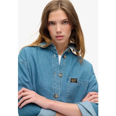 Afbeelding van Superdry Vrouwen Denim Overshirt Blauw Grootte: 40
