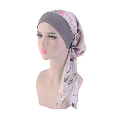 Afbeelding van Vrouwen Chemo Tulband, Faux Zijdeachtige Tulband Cap Elastische Hoofd Cover Tulbanden Satijn Sjaal Hoofddeksels Headwrap voor Kanker (HSH)