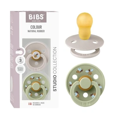 Afbeelding van BIBS Colour Studio Fopspeen, set van 2, BPA vrij, ronde stofzuiger, natuurlijk rubberlatex, gemaakt in Denemarken, maat 3 (18+ maanden), Mushroom/Sage