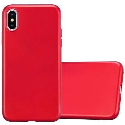 Afbeelding van Cadorabo Hoesje geschikt voor Apple iPhone XS MAX in METALLIC ROOD Beschermhoes gemaakt van flexibel TPU silicone Case Cover