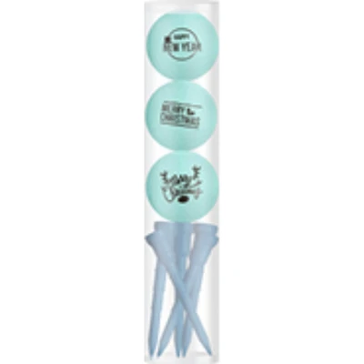 Afbeelding van Golfballen Gift Set Merry Christmas Happy Newyear Blauw Inclusief Tees