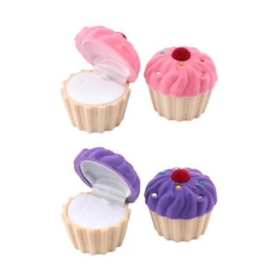 Afbeelding van sieraden doosje cupcake meisje 2 stuks sieradendoosjes roze en paarse leuke kerst inpakken cadeauverpakking cupcakes