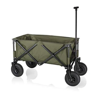 Afbeelding van Campart Bolderkar HC 0915 Bolderwagen Met Luchtbanden Extra stevig harmonicaframe Inclusief bodemplaat Opvouwbaar gratis opbergtas Groen