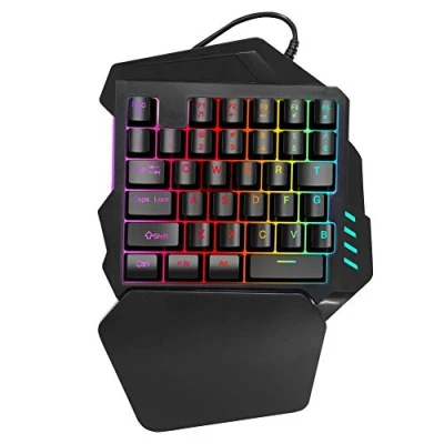 Afbeelding van HXSJ Mechanisch eenhands gaming toetsenbord, 35 toetsen met FN toetsen, ademlicht/USB 2.0