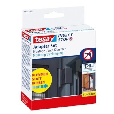 Afbeelding van adapter voor tesa Insect Stop FALT deur aluminium frame deurklem montage van insectenwerende deurkozijnen zonder boren of schroeven antraciet