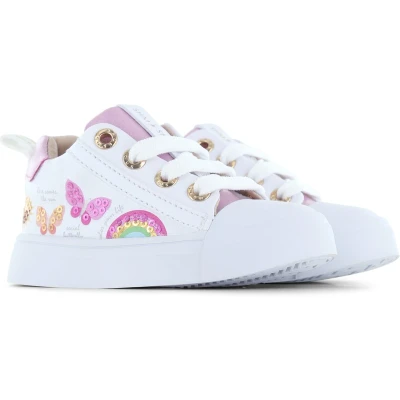 Afbeelding van Veterschoenen Meisjes white Pink Leer Shoesme Maat 34