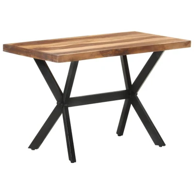 Afbeelding van Eettafel 120x60x75 cm massief hout met honingkleurige afwerking