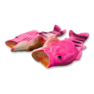 Afbeelding van Uniqstore uniseks sandalen in de vorm van een vis voor strand of douche origineel cadeau idee dames en heren, Snoep Roze, 41/42 EU