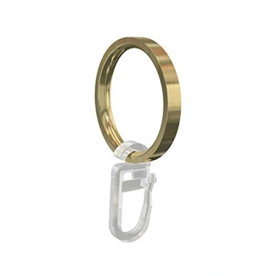 Afbeelding van Flairdeco Gordijnringen/ringen met vouwhaken, metaal, messing look, 33/27 mm, 24 stuks