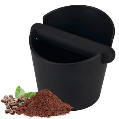 Afbeelding van Koffieklopdoos, 4,8 inch bak voor koffiegrond, schokabsorberend, duurzame barista stijl Espresso klopdoos met afneembare klopstang en antislipbasis zwart