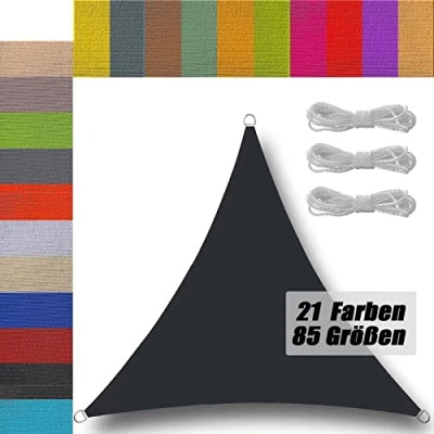 Afbeelding van Ufamiluk zonnezeil, driehoekig, waterdicht, 1,6 x m, balkon, regenbescherming, 95% uv bescherming, windscherm, overkapping, zeil voor tuin, terras, outdoor, camping, patio,