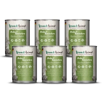Afbeelding van Venandi Premium Kattenvoer, natvoer, kip en konijn, graanvrij met extra vlees, 6 x 400 g (6 stuks)