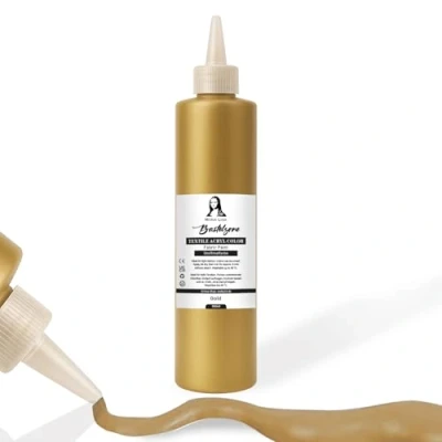Afbeelding van Stofkleur 500ml. Wasvaste textielverf. T shirt kleur voor lichte stoffen. Wasmachinebestendig, wasbestendig. Textielverf, textielverf fixatie door strijken (goud)