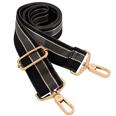 Afbeelding van Portemonnee Strap Crossbody, Bag Vervanging Metalen Draaihaak Schouderriem Gitaar Riem voor Crossbody Tas / Bagag, Zwarte Streep2, Large