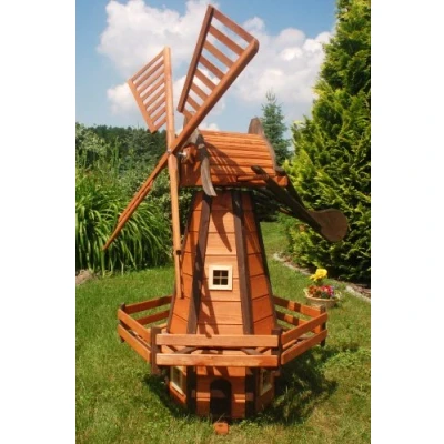Afbeelding van Decoratieve 1,6 M Hoge Nederlands Type Windmolen die van met een laag bedekt Hout Kogellagers wordt gemaakt
