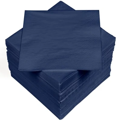 Afbeelding van HEKU 100 effen servetten, 3 laags, 33 x cm, uniforme kwaliteit voor evenementen en horeca, praktische verpakking van 5 stuks, zeer absorberend stijlvol, donkerblauw