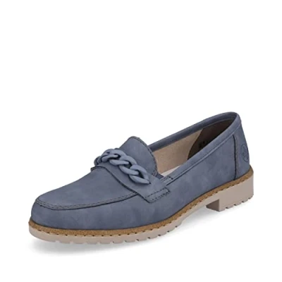 Afbeelding van Rieker Dames slipper 51863, vrouwen slip on, losse inlegzool, blauw 10, 37 EU