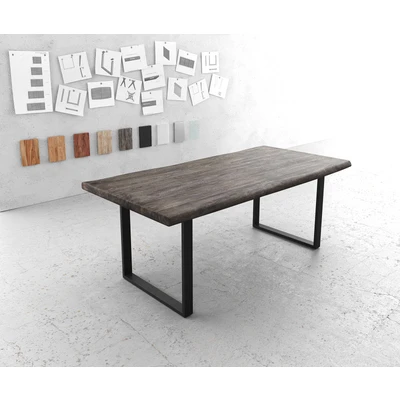 Afbeelding van eettafel Edge acacia platina 200x100 XL skidframe zwart Live