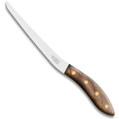 Afbeelding van Robert Herder Fileermes SeaKnives Edwin Vinke&#039;s Flexibel RVS Lemmet 17 mm Heft Walnotenhout