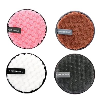 Afbeelding van Wasbare wattenschijfjes, biologische katoenen sponzen, herbruikbare dubbelzijdige reinigingsdoekjes voor make up remover, gezichtsreinigingstherapie (4 stuks)