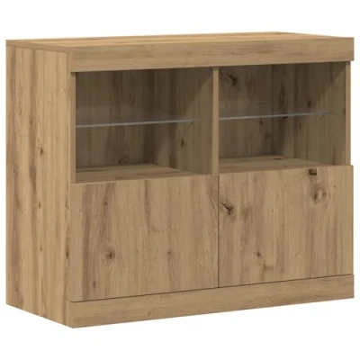 Afbeelding van vidaXL Zijdeblad Ambachtsmatig Eiken Bewerkt hout, Glas Middelgroot