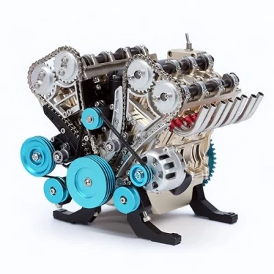 Afbeelding van TECHING Mini v8 Motor Model Kit Die Draait Mechanische Metalen Montage DIY Auto 500+Pcs Educatief Experiment