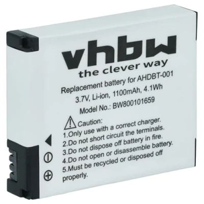 Afbeelding van vhbw Li ion accu compatibel met GoPro HD Hero Motorsports Hero, Helmet Surf Naked HD, 960 vervangt AHDBT 001 002