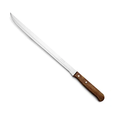 Afbeelding van Arcos Boogsnijmes van roestvrij staal. Scherp ham snijmes om en vlees te snijden, perfect voor precies snijden. Geperst houten handvat 250mm lemmet. Serie Latina. Kleur bruin.