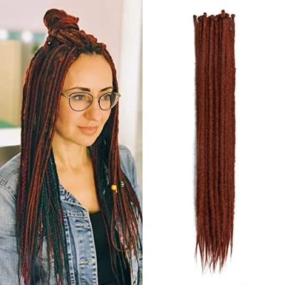 Afbeelding van Dunne 0,6 cm Synthetische Dreadlock Extensions Handgemaakte 20 Inch Strengen Gehaakt Haar Lange Gehaakte Vlechten Hip Hop Stijl Zachte Dreads Haarextensies, 350#