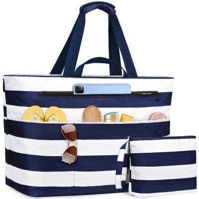 Afbeelding van Ibenzoa® Extra Grote Waterdichte Strandtas XXL voor Dames en Heren met Rits Opvouwbaar Ontwerp, Perfect Vakantie Reizen