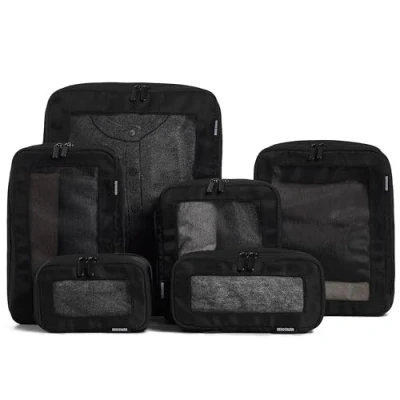 Afbeelding van Aerotrunk Compressieverpakkingskubussen, verpakkingskubussen voor koffers en verlengde reizen, compressie van kubussen 4 tot 7 dagreizen (6 pack, zwart)