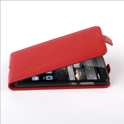 Afbeelding van Cadorabo Hoesje geschikt voor Huawei P8 LITE 2017 / P9 in INFERNO ROOD Beschermhoes flip design Case Cover van getextureerd imitatieleer