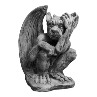 Afbeelding van gartendekoparadies.de Gargoyle de doordachte stenen figuur, H. 43 cm, 23 kg, grijs, vorstbestendig gegoten steen voor buiten
