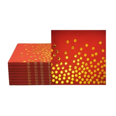 Afbeelding van CEILIWEN 50 Stuks Goud en Rode Polka Dot Servetten Wegwerp Papieren Cocktail Servietten voor Feesten