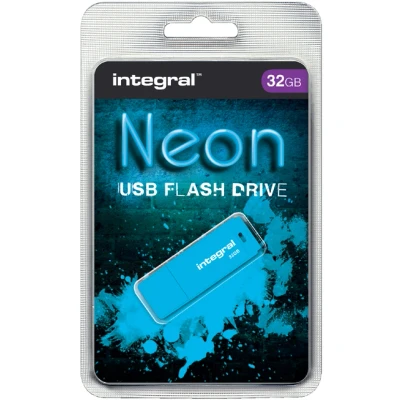 Afbeelding van USB stick 2.0 Integral 32GB neon blauw