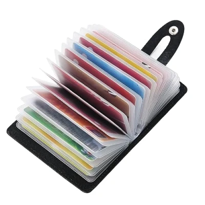 Afbeelding van KELEKELE Creditcardhouder dames heren portemonnee creditcards leer ritssluiting 20 kaartsleuven, Zwart