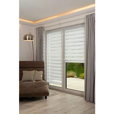 Afbeelding van K home Klemmfix dubbel rolgordijn Madrid zonder boren wit 70 x 150 cm (B L)