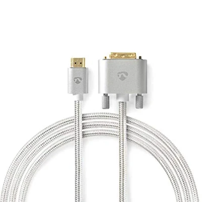 Afbeelding van DVI naar HDMI kabel Nedis 2 meter (DVI D, Single Link, 100% koper, Verguld, Nylon)
