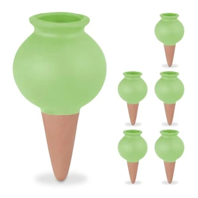 Afbeelding van Relaxdays waterdruppelaar keramiek set van 6 voor 100 ml druppelsysteem planten
