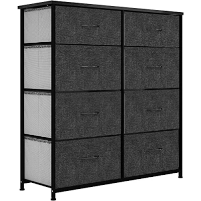Afbeelding van YITAHOME Ladekast, opbergkast met 8 lades voor slaapkamer, woonkamer, kast, stevig stalen frame, gemakkelijk te trekken stoffen bakken en houten bovenkant, dressoir