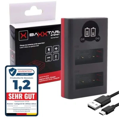 Afbeelding van Baxxtar NP W126s W126 Batterij oplader (18612) compatibel met Fujifilm Mini USB dual/LCD Voeding via C of Micro Fuji X100VI X T20 T30 II T50 enz.