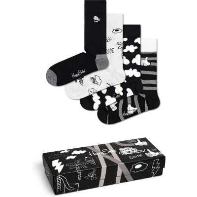 Afbeelding van Happy Socks black &amp; white giftbox 4P multi II 36 40